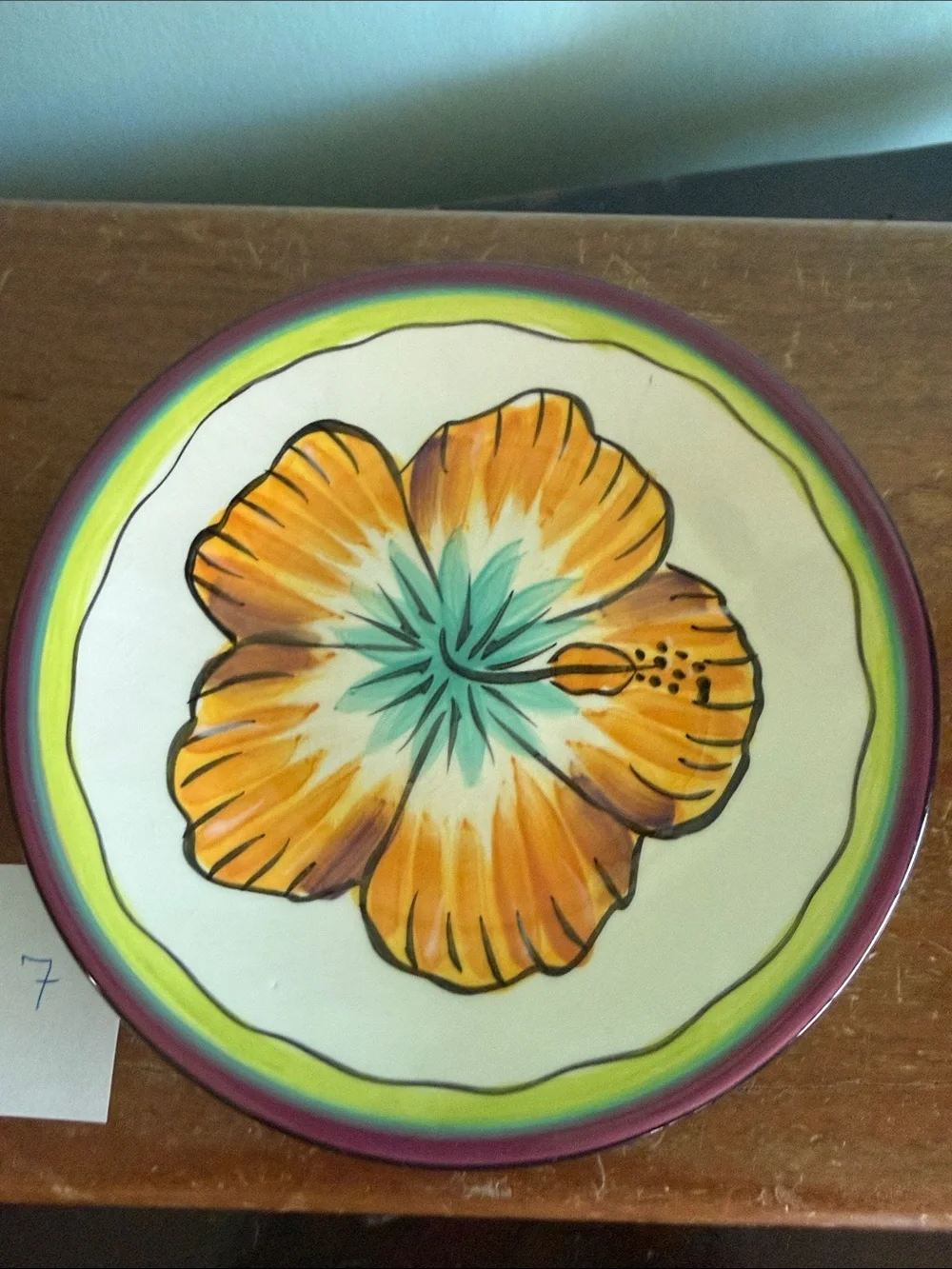 Hibiscus Pattern Appetizer Plate by Clay Art